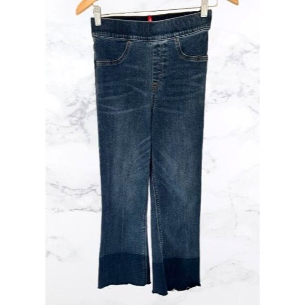 Spanx Pull On Vintage Denim Blue Legging Raw Hem Distressed Jeans Size S/P